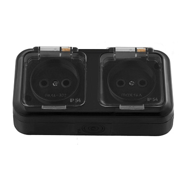 Розетка Svet накладная черная с крышкой (EV 0366-6521)