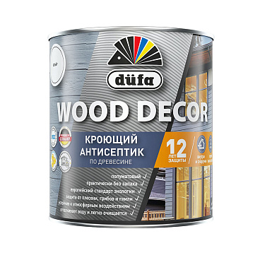 Антисептик Dufa Wood Decor кроющий декоративный для дерева база 1 белый 0,9 л