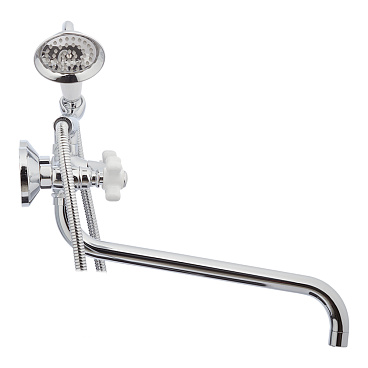 Смеситель для ванны Lavelly Simple хром двухвентильный с длинным изливом с лейкой (672192)