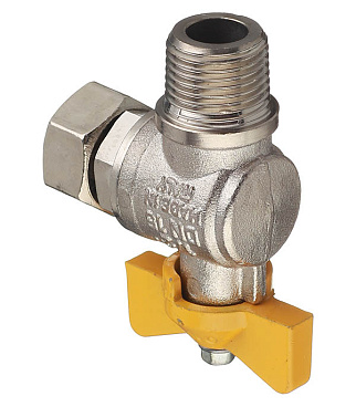 Кран шаровой газовый Tiemme 1/2 ВР(г) х 1/2 НР(ш) бабочка угловой