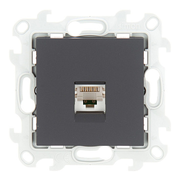 Розетка компьютерная Simon 24 Harmonie встраиваемая графит 2хRJ45 (2410598-038)