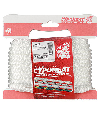 Шнур вязаный полипропиленовый 8 прядей белый d6 мм 15 м