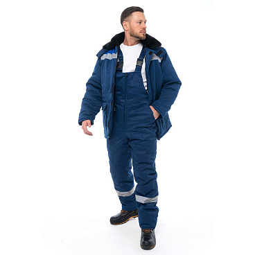 Костюм рабочий мужской утепленный Спрут Стандарт 48-50 рост 170-176 см темно-синий/васильковый