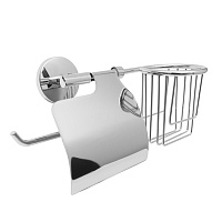 Держатель для туалетной бумаги Delphinium с крышкой и корзиной для освежителя металл хром (102060)
