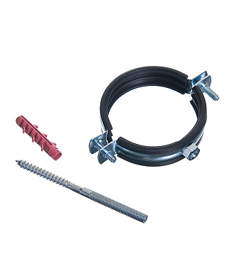 Хомут сантехнический 2 1/2" 73-80 мм оцинкованная сталь со шпилькой и дюбелем