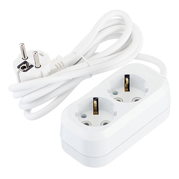 Удлинитель Makel 2 розетки 2 м ПВС 3х1 кв.мм 16 А 2,2 кВт белый (MGP112)