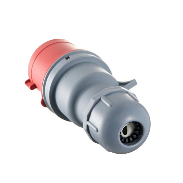 Вилка силовая прямая переносная Dekraft ВП-103 с заземлением 3P+PE 3 фазы 32 А 380 В IP44 красная (26103DEK)