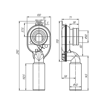 Сифон для писсуара АНИ пласт вертикальный с соединением 50 мм (U0705)