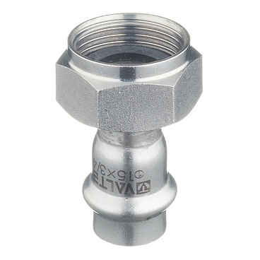 Соединитель VALTEC (VTi.908.I.001505) 15 мм х 3/4 ВР(г) нержавеющая сталь с накидной гайкой