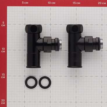 Вентиль с круглой ручкой для полотенцесушителя ЛД 1/2х3/4 черный матовый (2 шт.)