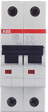 Автоматический выключатель модульный ABB S202 2P 63А тип C 6 кА 400 В (2CDS252001R0634)