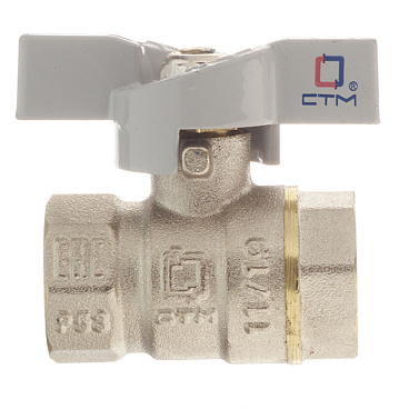 Кран шаровой латунный СТМ 1/2 ВР(г) х 1/2 ВР(г) бабочка прямой