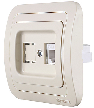 Розетка компьютерная Makel Mimoza встраиваемая бежевая RJ45 (25035)