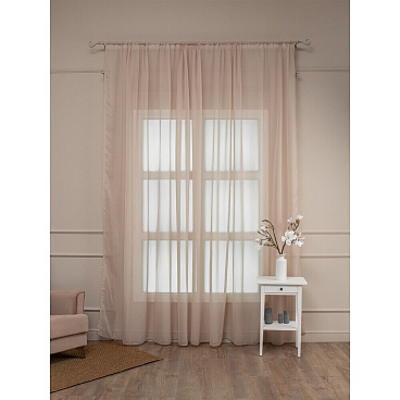 Тюль искусственный шелк бежевый 400х300 см Amore Mio (7820)