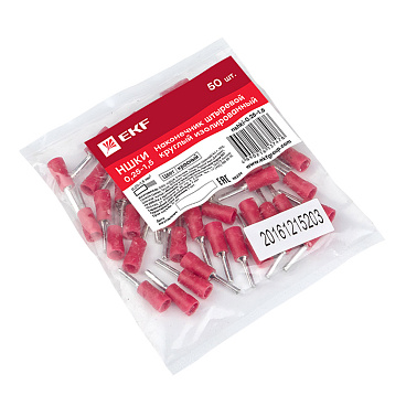 Наконечник штыревой круглый изолированный EKF PROxima НШКИ d4,3 мм 0,25-1,5 кв.мм (50 шт.)