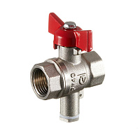 Кран шаровой латунный Valtec 1/2 ВР(г) х 1/2 ВР(ш) полнопроходной бабочка для подключения датчика температуры прямой (VT.128.N.04)