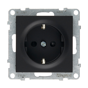 Розетка Legrand Suno встраиваемая антрацит со шторками (721424)