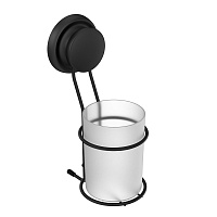 Стакан для ванной Fora Grafit с держателем пластик прозрачный/ металл черный (FOR-GRA044)