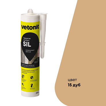 Герметик силиконовый затирка Vetonit Comfort sil дуб 280 мл