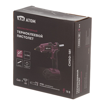 Пистолет клеевой аккумуляторный КМ АТОМ 18 В без АКБ и ЗУ (CHGG-181)