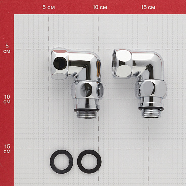 Соединитель угловой для полотенцесушителя 3/4 ВР(г) х 1/2 НР(ш) хром (2 шт.)