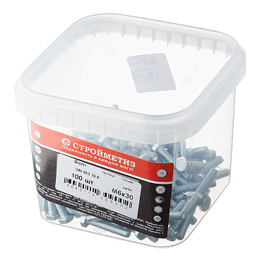 Болт оцинкованный M6x30 мм DIN 933 10,9 (100 шт.)