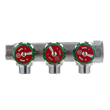 Коллектор Stout 3/4 ВР(г) х 3 выхода 1/2 НР(ш) х 3/4 НР(ш) регулирующий (SMB-6850-341203)