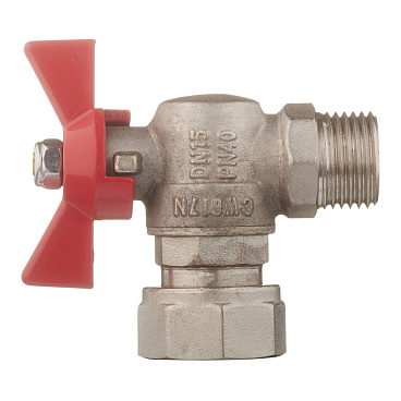 Кран шаровой латунный Valtec Base 3/4 ВР(г) х 1/2 НР(ш) бабочка с накидной гайкой угловой (VT.267.N.0405)