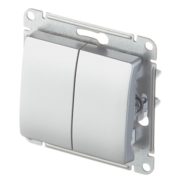 Переключатель Systeme Electric Glossa двухклавишный встраиваемый алюминий (GSL000365)