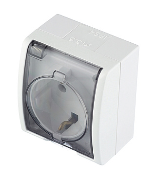 Розетка Simon 15 Aqua накладная белая с крышкой (1594445-030)