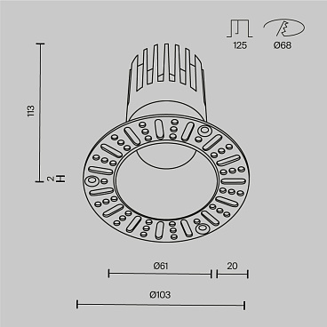 Встраиваемый светильник Technical DL122-15W-3K-TRS-B