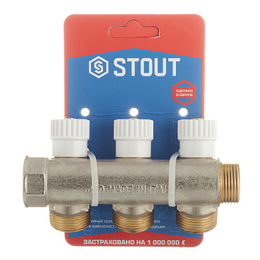 Коллектор Stout 3/4 ВР(г) х 3 выхода 3/4(ЕК) х 3/4 НР(ш) регулирующий (SMB 6851 343403)