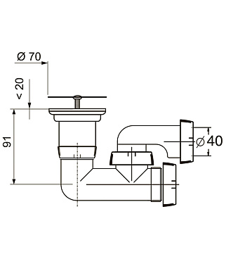 Сифон для душевого поддона Wirquin Pro 1/2х40 мм регулируемый выпуском (30975011)