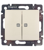 Выключатель Legrand Valena двухклавишный встраиваемый слоновая кость с подсветкой (695630)