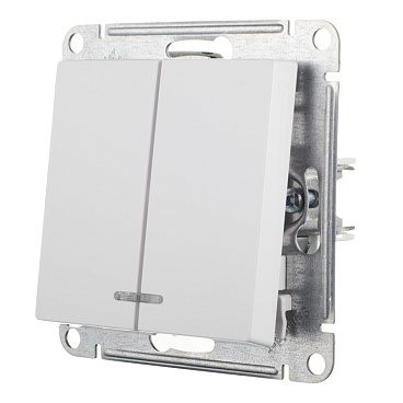 Выключатель Systeme Electric AtlasDesign двухклавишный встраиваемый белый с подсветкой (ATN000153)