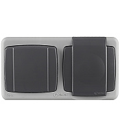 Блок выключатель и розетка Makel Mimoza одноклавишный накладной серый (36064202)