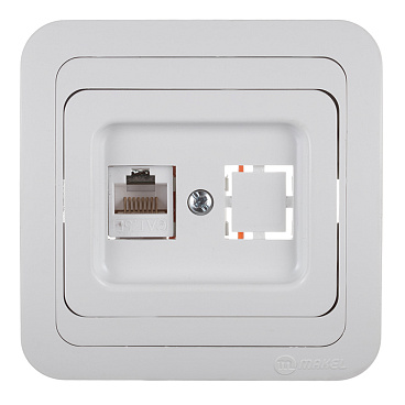 Розетка компьютерная Makel Mimoza встраиваемая белая RJ45 (12035)