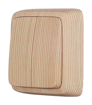 Выключатель Hegel Alfa двухклавишный накладной сосна (ВА10-153-02)