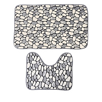 Набор ковриков для ванной и туалета серый 80х50/49х40 Доляна Галька (851410)