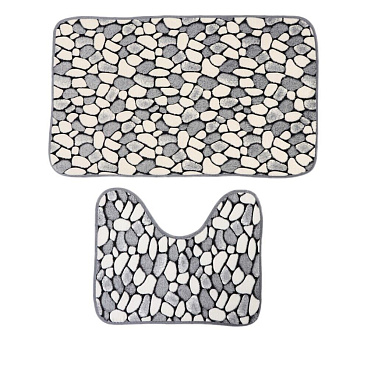 Набор ковриков для ванной и туалета серый 80х50/49х40 Доляна Галька (851410)