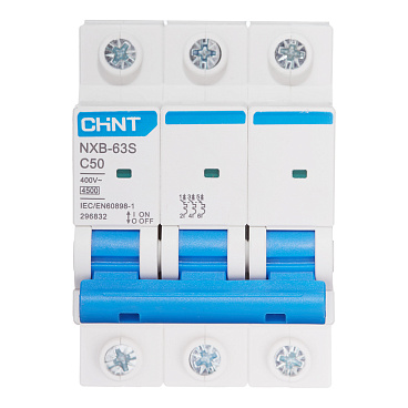 Автоматический выключатель модульный Chint NXB-63S 3P 50А тип C 4,5 кА 400 В (296832 Chint)