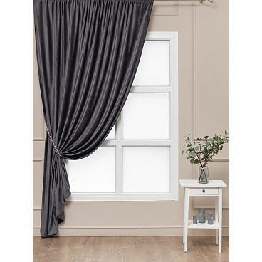 Штора бархат серая 200х270 см Amore Mio (18646)