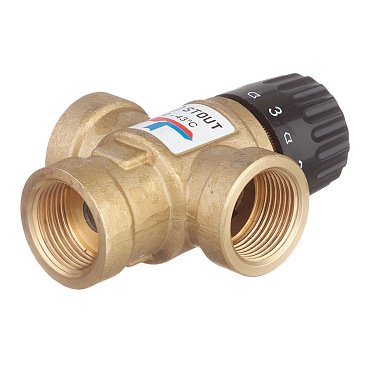 Клапан термостатический Stout подмешивающий 3/4 ВР(г) для отопления и ГВС 20-43 °С KVs 1,6 (SVM-0110-164320)