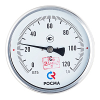 Термометр аксиальный Росма 1/2 НР(ш) d100 мм шток 64х6 мм 120°С (2545)