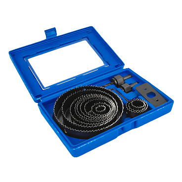 Набор коронок Практика (773-279) по дереву d19-127 мм с переходниками (12 шт.)