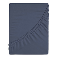 Простыня на резинке 160х200х25 см перкаль синяя Василиса Idea