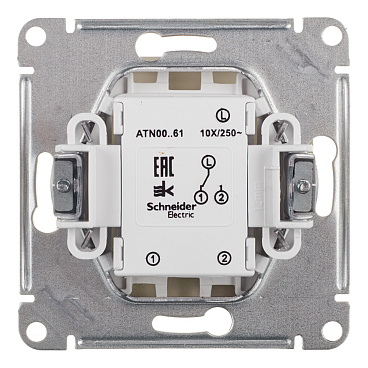 Переключатель Systeme Electric AtlasDesign одноклавишный встраиваемый алюминий (ATN000361)