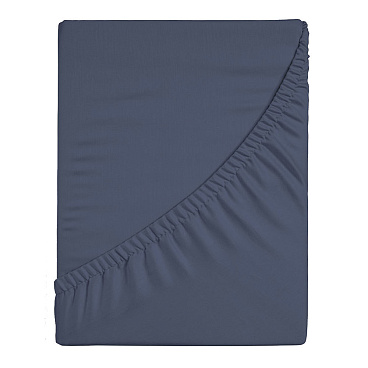 Простыня на резинке 160х200х25 см перкаль синяя Василиса Idea