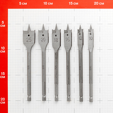 Набор сверл по дереву перьевых КМ 10-25 мм (6 шт.) (966057)