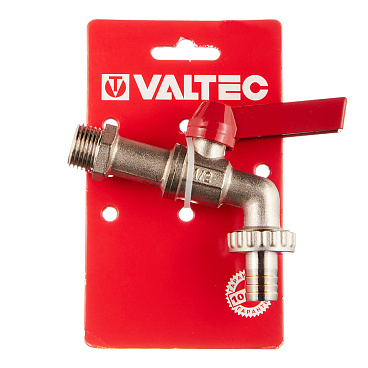 Кран шаровой латунный Valtec 1/2 НР(ш) х 1/2 НР(ш) ручка со штуцером угловой (VT.051.N.04)